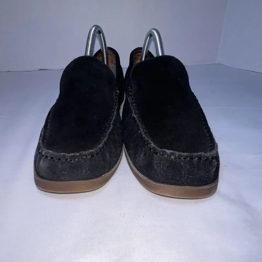 Franco Sarto Gina Loafers Womens Size 8.5 Black Suede Moc Toe Slip On Cushioned